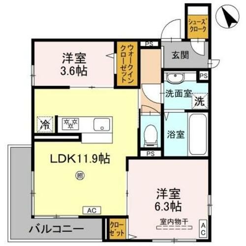 兵庫県西宮市甲子園六石町(アパート)の賃貸物件の間取り