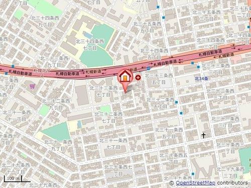 北海道札幌市北区北三十三条西6丁目(アパート)の賃貸物件の地図
