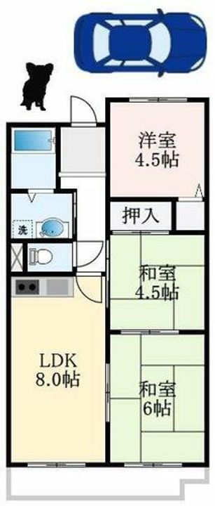 大阪府富田林市向陽台4丁目(マンション)の賃貸物件の間取り