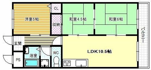 玉手山内外ハイツの間取り