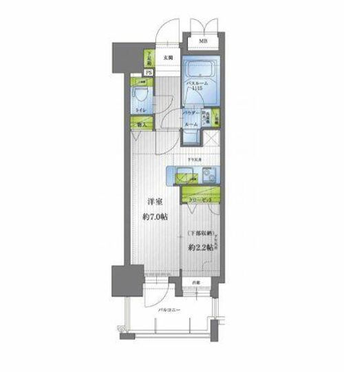 福岡県福岡市中央区高砂2丁目(マンション)の賃貸物件の間取り
