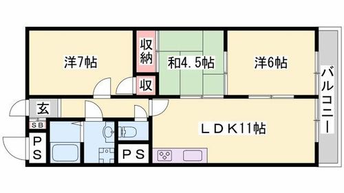 コーポ龍野2-5の間取り