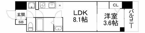 大阪府大阪市浪速区桜川1丁目(マンション)の賃貸物件208の間取り