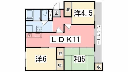 年ヶ森ハイツA305の間取り