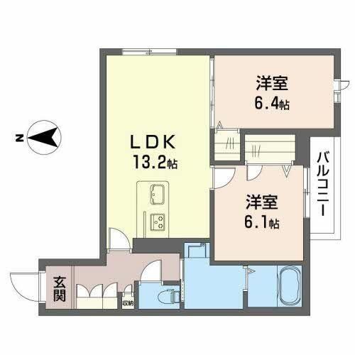 カーサ・ラクーン八日市0203の間取り