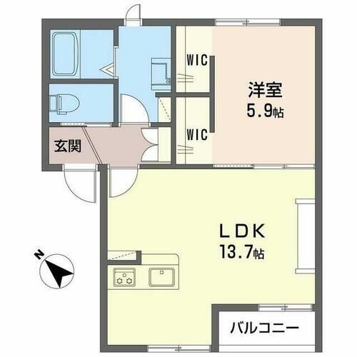 アフェクション丸尾A105の間取り