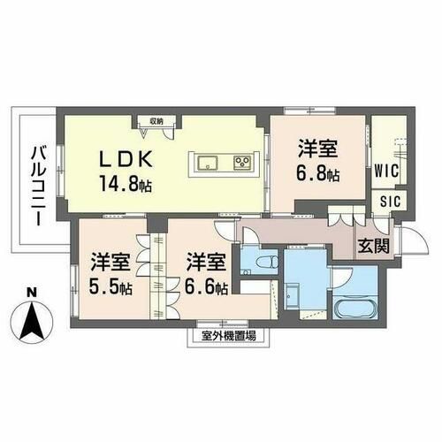 シャーメゾン北田辺0201の間取り