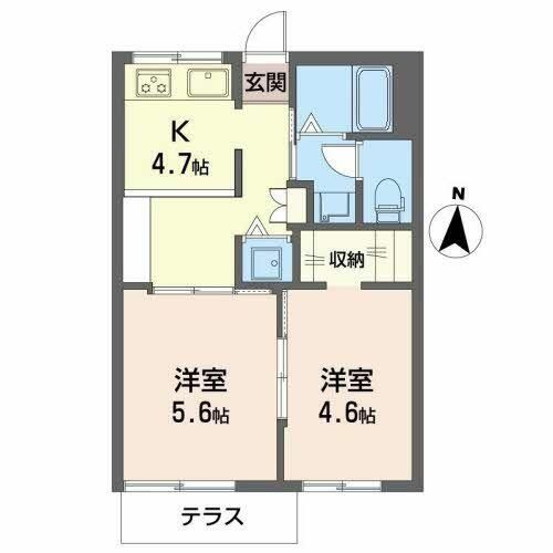 神内ハイツA棟A105の間取り