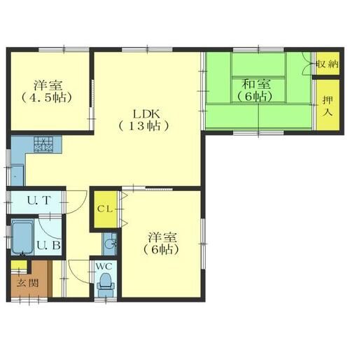 本通1丁目13番 一棟二戸の間取り