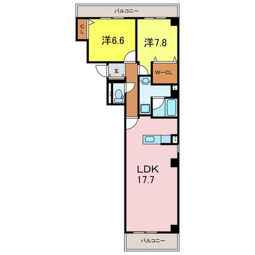 愛知県安城市末広町(マンション)の賃貸物件13-Eの間取り
