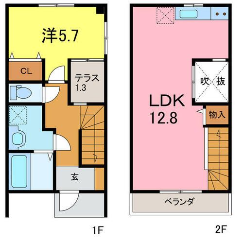 愛知県碧南市天王町5丁目(テラスハウス)の賃貸物件101の間取り