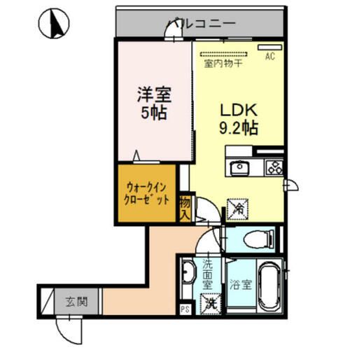 大阪府枚方市御殿山町(アパート)の賃貸物件の間取り