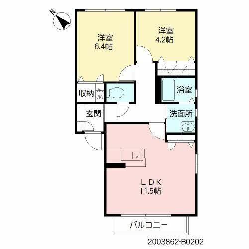 フェリーチェ学研台II B棟B0202の間取り