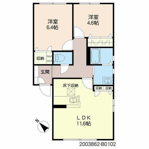 フェリーチェ学研台II B棟B0102の間取り