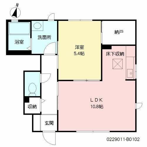 エスポアール B棟B0102の間取り