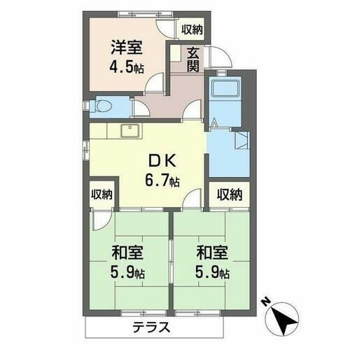 グリーンタウン國本A棟0101の間取り