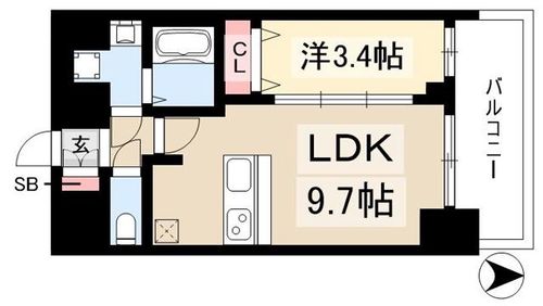 プレサンス桜山駅前アフォード1401の間取り