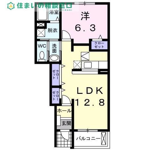 愛知県西尾市徳永町稲場(アパート)の賃貸物件の間取り