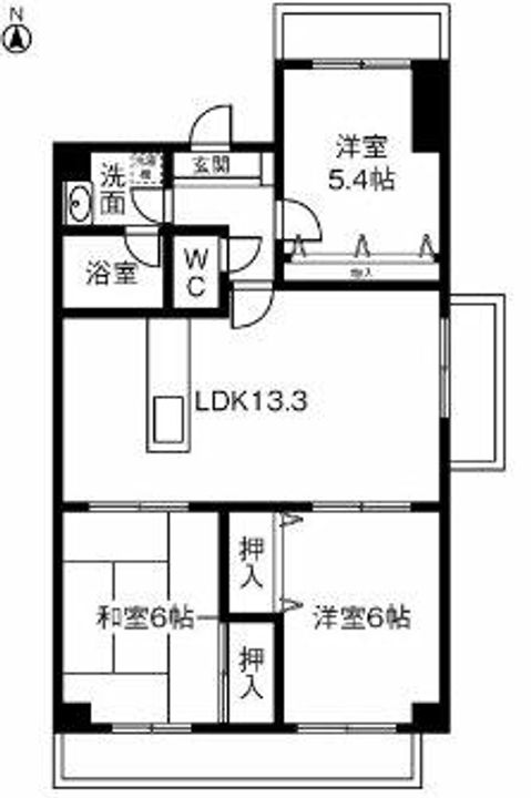 シャトーレ相原郷302の間取り