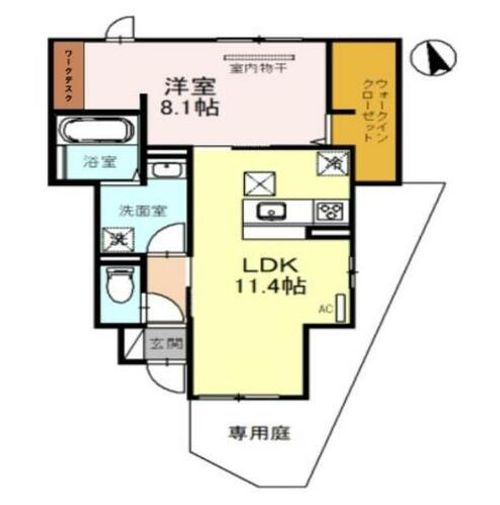 兵庫県宝塚市鹿塩1丁目(アパート)の賃貸物件の間取り