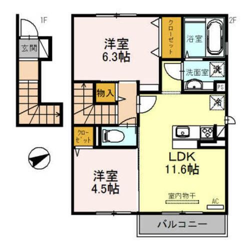 兵庫県明石市大久保町大窪(アパート)の賃貸物件の間取り