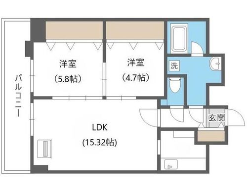 北海道札幌市中央区北四条東2丁目(マンション)の賃貸物件の間取り