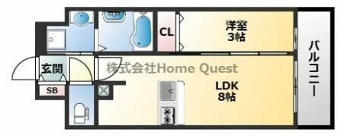 大阪府東大阪市足代北1丁目(マンション)の賃貸物件の間取り