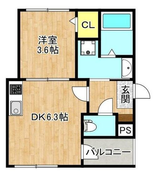 大阪府大阪市生野区中川東2丁目(アパート)の賃貸物件の間取り