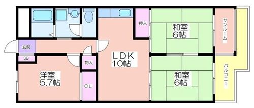 エバーグリーン住之江502の間取り