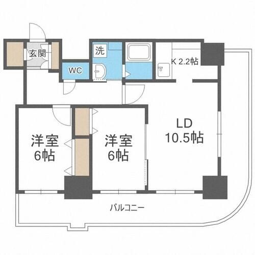 北海道札幌市中央区南八条西4丁目(マンション)の賃貸物件の間取り