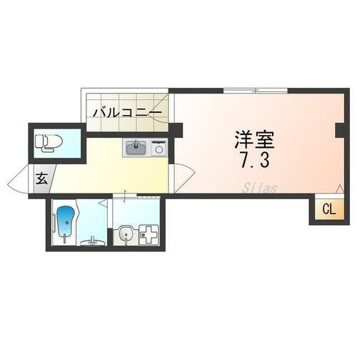 大阪府堺市堺区九間町西2丁(マンション)の賃貸物件の間取り