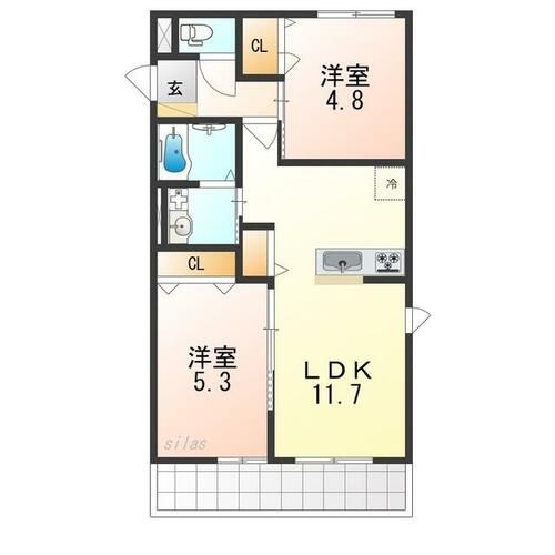 (仮)堺市北区中百舌鳥町共同住宅の間取り