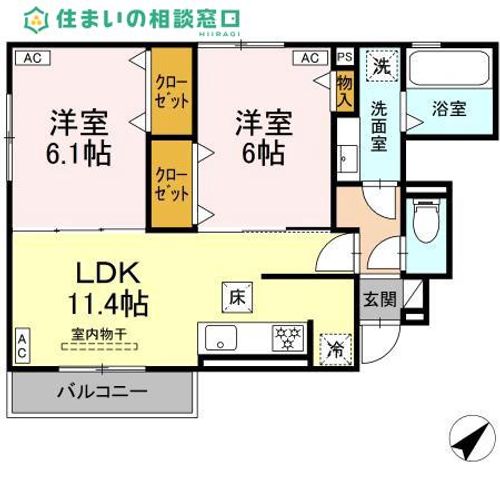 愛知県西尾市城崎町5丁目(アパート)の賃貸物件の間取り