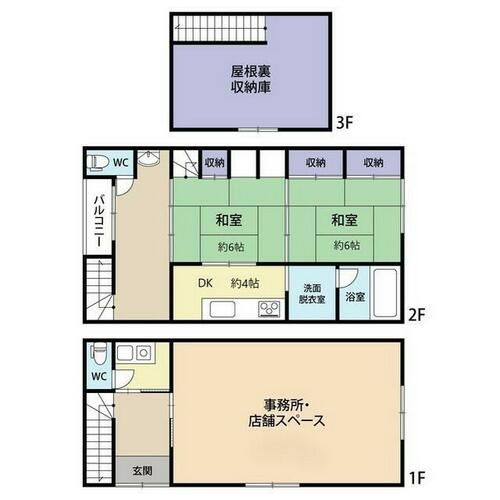 大阪府大阪市城東区野江1丁目(一戸建)の賃貸物件の間取り