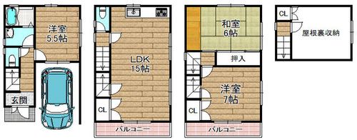 大阪府高槻市南大樋町(一戸建)の賃貸物件の間取り