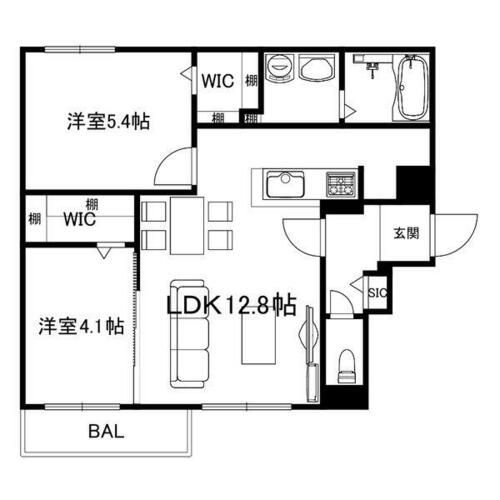 北海道札幌市中央区南十条西13丁目(マンション)の賃貸物件の間取り