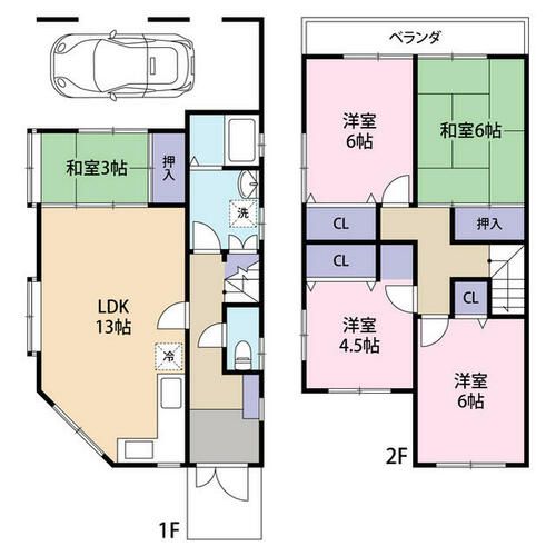 京都府長岡京市勝竜寺(一戸建)の賃貸物件の間取り