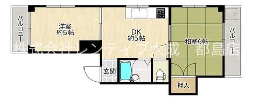 大阪府大阪市旭区大宮3丁目(マンション)の賃貸物件の間取り