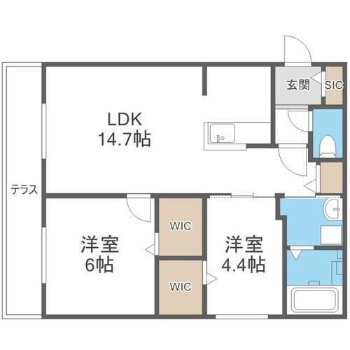 北海道札幌市中央区南十六条西6丁目(マンション)の賃貸物件の間取り