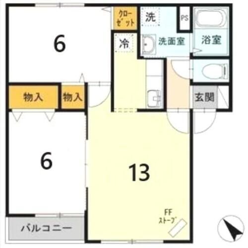 北海道札幌市手稲区西宮の沢四条1丁目(アパート)の賃貸物件の間取り