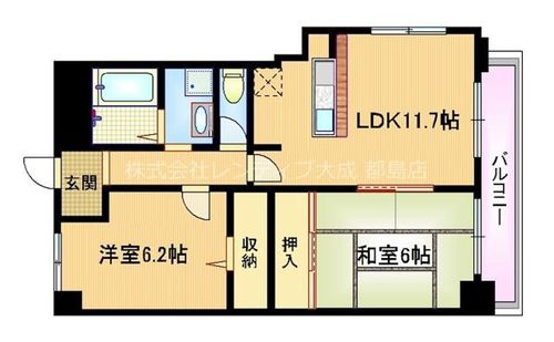 大阪府大阪市城東区成育2丁目(マンション)の賃貸物件の間取り