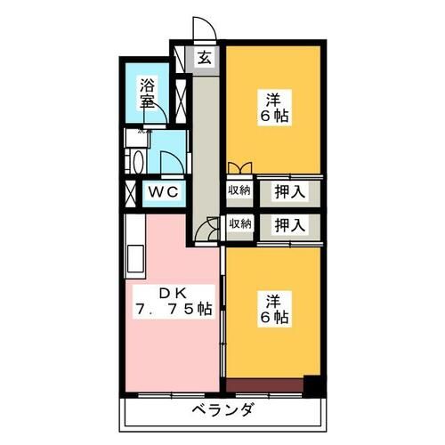 港楽ハイツ 1棟606号室の間取り