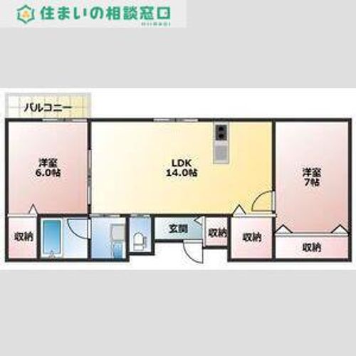 愛知県岡崎市矢作町字末広(アパート)の賃貸物件の間取り