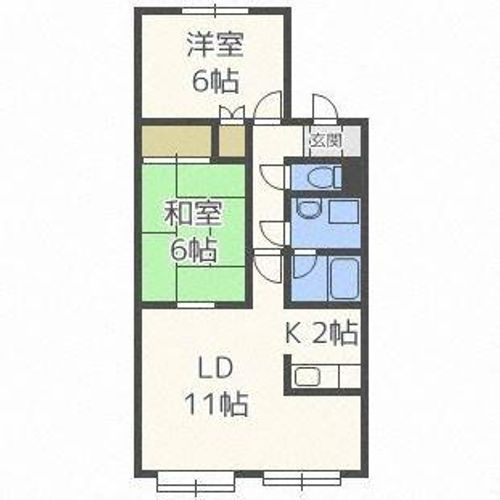 北海道札幌市北区拓北七条5丁目(アパート)の賃貸物件の間取り