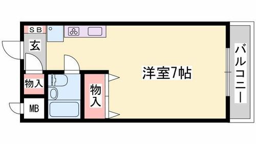 兵庫県姫路市広畑区清水町1丁目(アパート)の賃貸物件の間取り