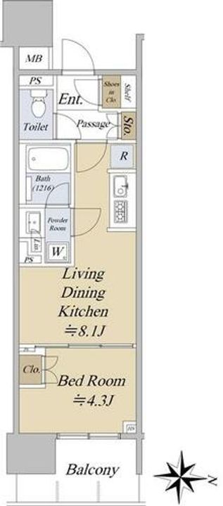 オープンレジデンシア大須FRONTの間取り