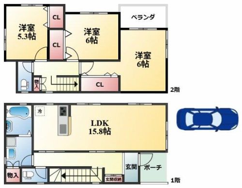 大阪府豊中市上野東2丁目(一戸建)の賃貸物件の間取り