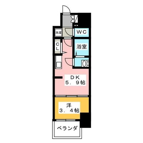 プレサンスジェネ新栄町駅前葵の間取り