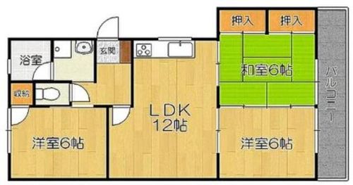 福岡県福岡市東区唐原2丁目(マンション)の賃貸物件の間取り