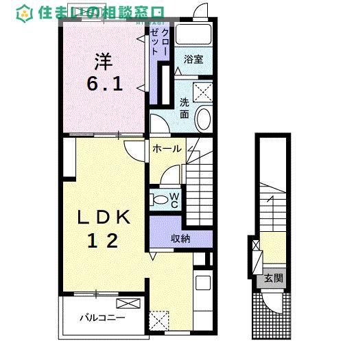 愛知県碧南市権現町3丁目(アパート)の賃貸物件の間取り